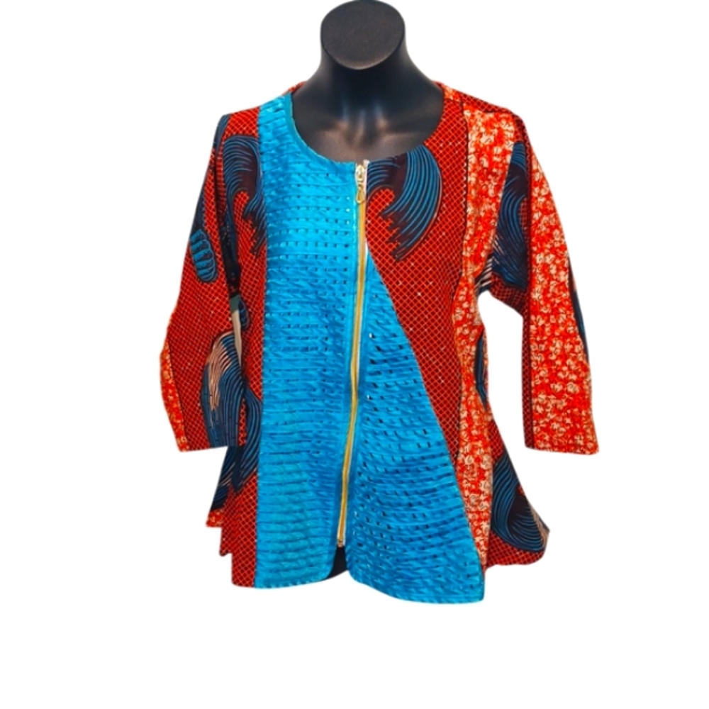 Ankara Vibrant Multicolor Zip-Up Jacket
